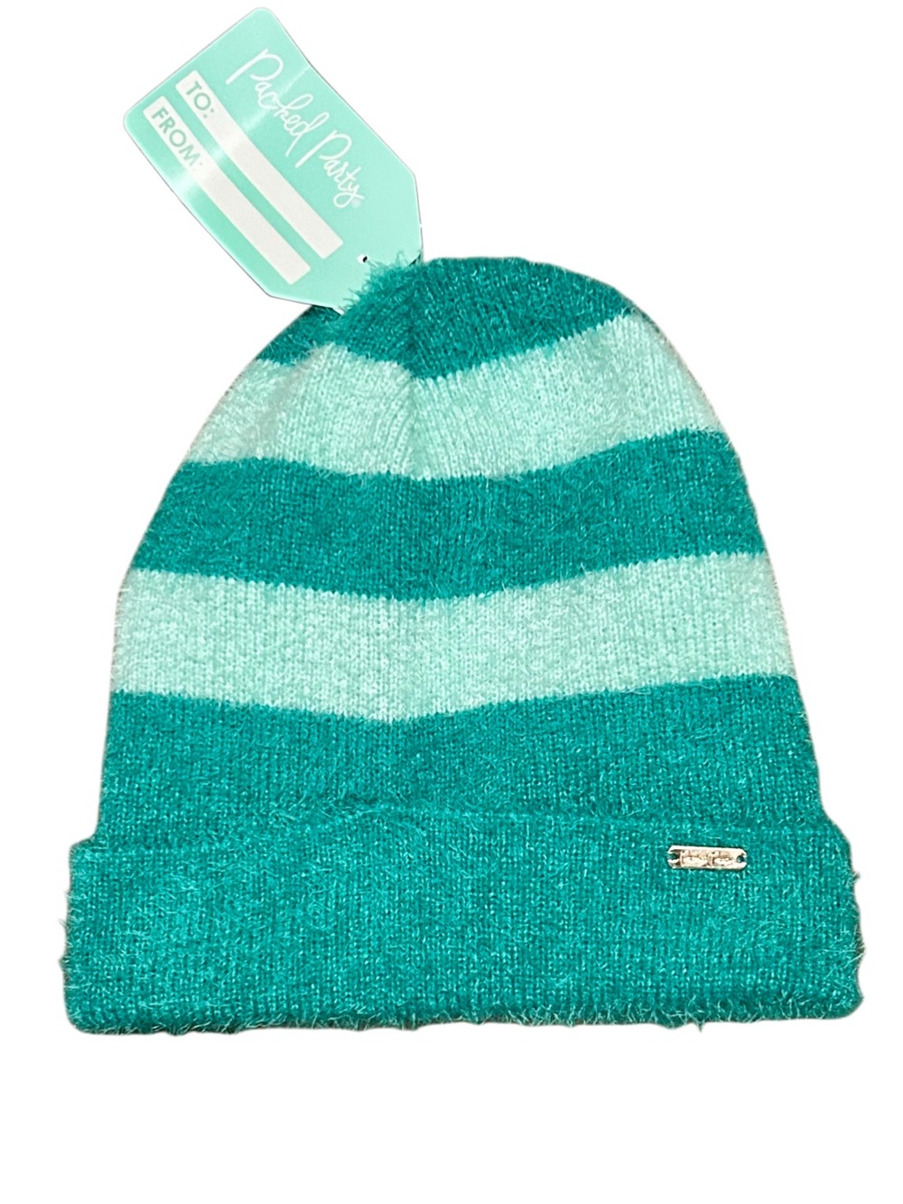 NWT Packed Party Teal Striped Knit Beanie